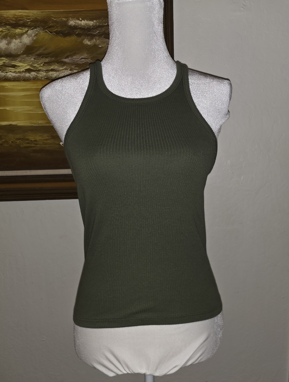 J. Crew Green Ribbed Sleeveless Tank Top